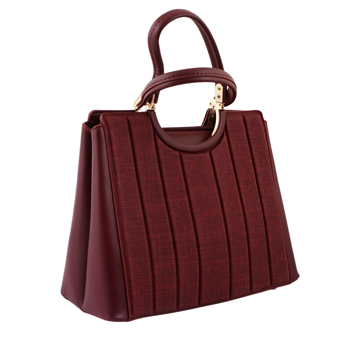 Maroon Top Handle Handbag with Shoulder Strap