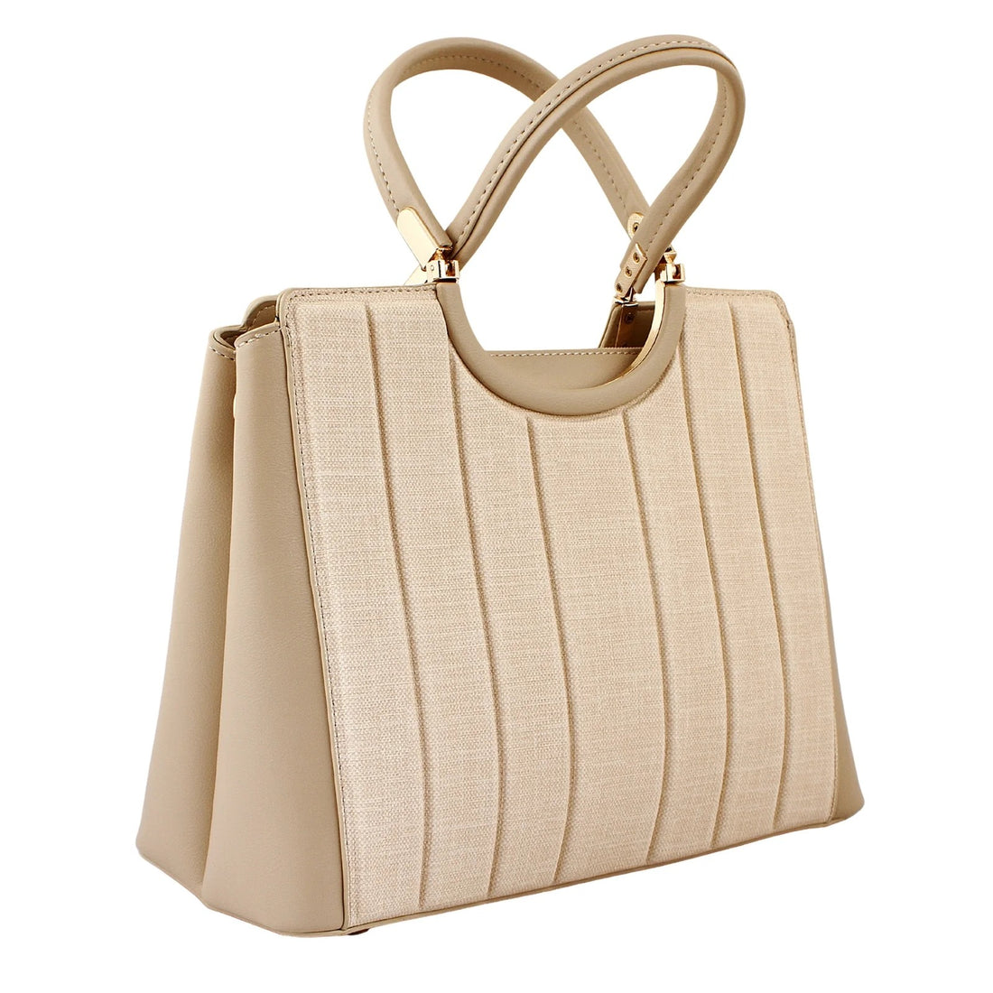Cream Top Handle Handbag with Shoulder Strap