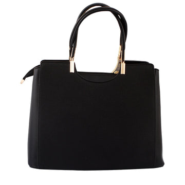 Black Top Handle Handbag with Shoulder Strap