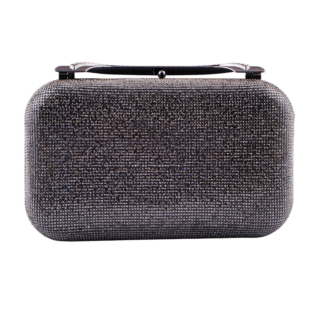 Silver Metallic Clutch Bag with Chain Strap