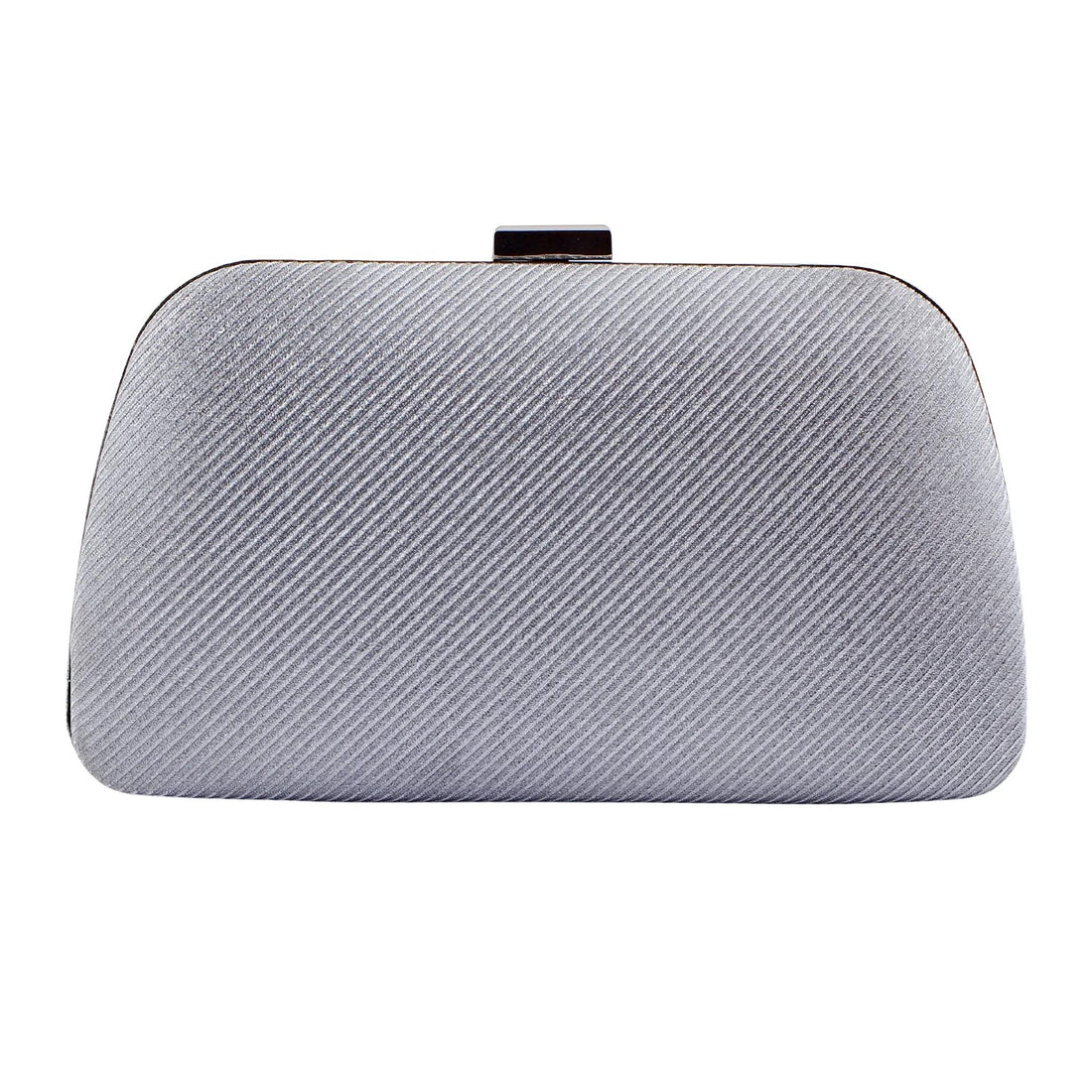 Grey Faux Leather Clutch Purse with Detachable Chain