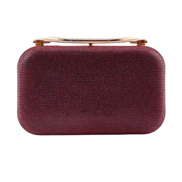 Red Faux Leather Envelope Clutch with Gold Chain