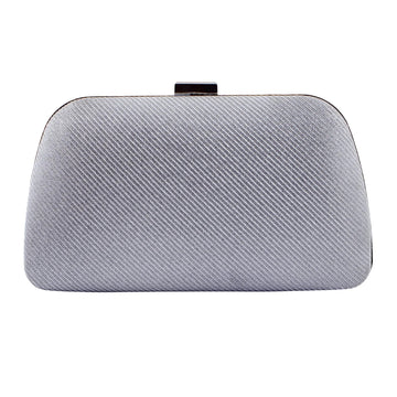 Grey Faux Leather Clutch Purse with Detachable Chain