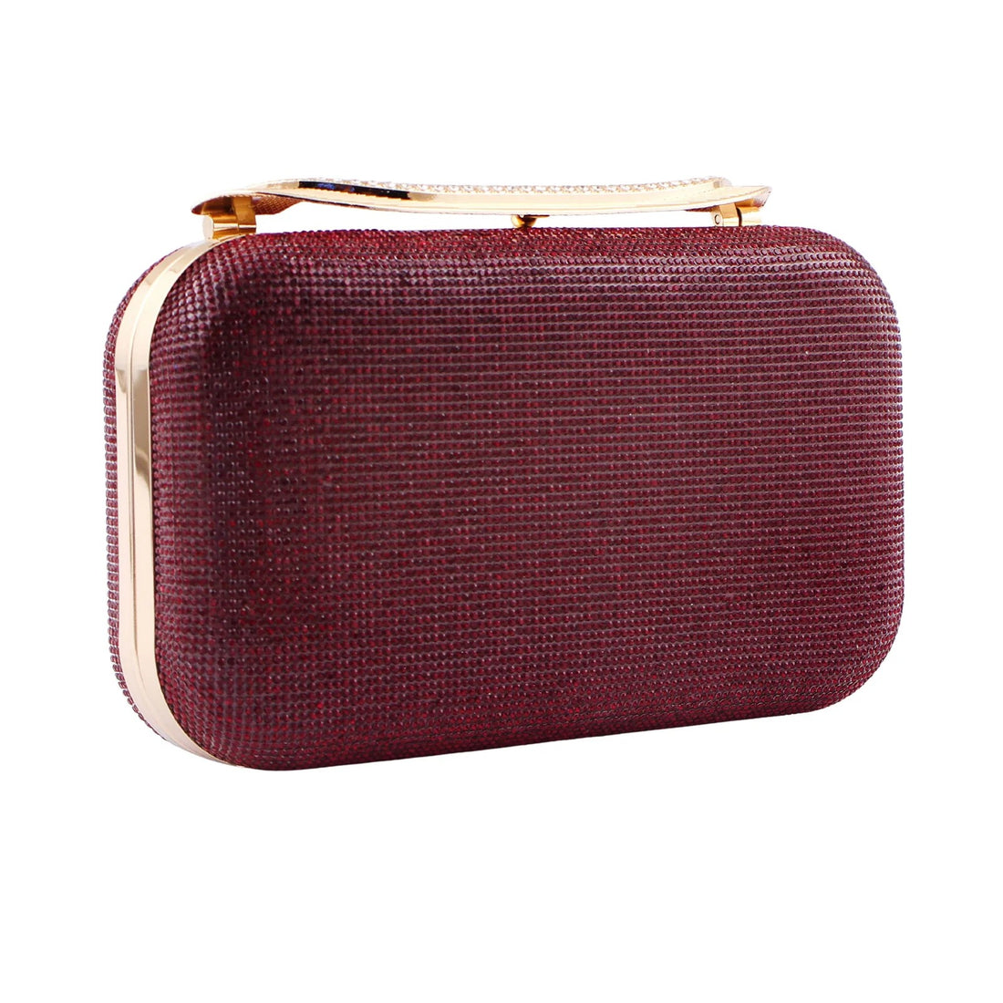 Red Faux Leather Envelope Clutch with Gold Chain